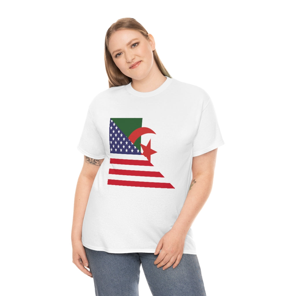 Algerian American Flag Tee Shirt | Algeria USA Tshirt