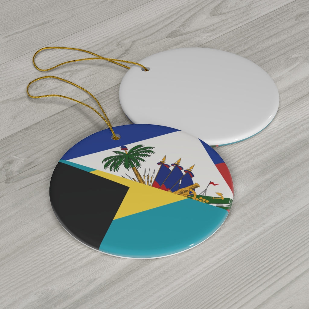 Haiti Bahamas Flag Ceramic Ornaments | Haitian Bahamian Christmas Tree