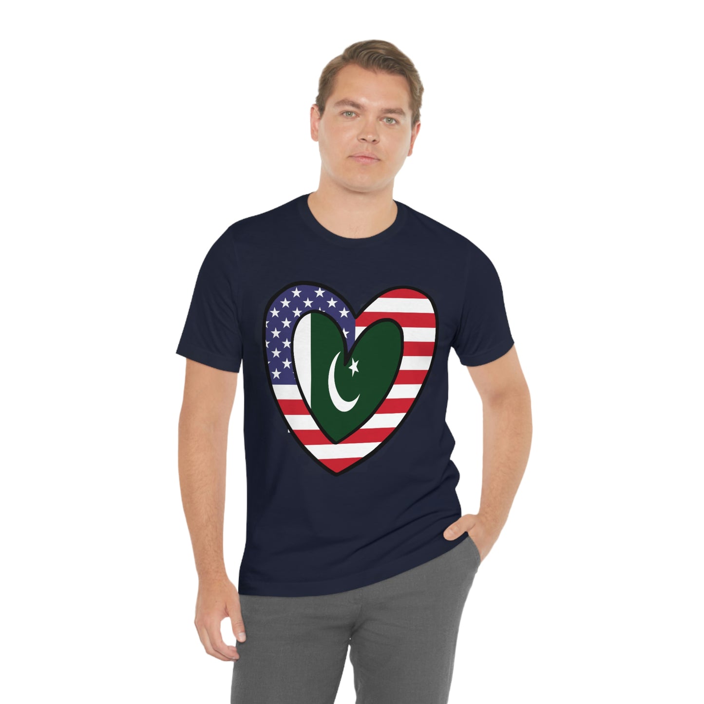 Pakistani American Heart Valentines Day Gift Tee Shirt | Half Pakistani USA Flag T-Shirt