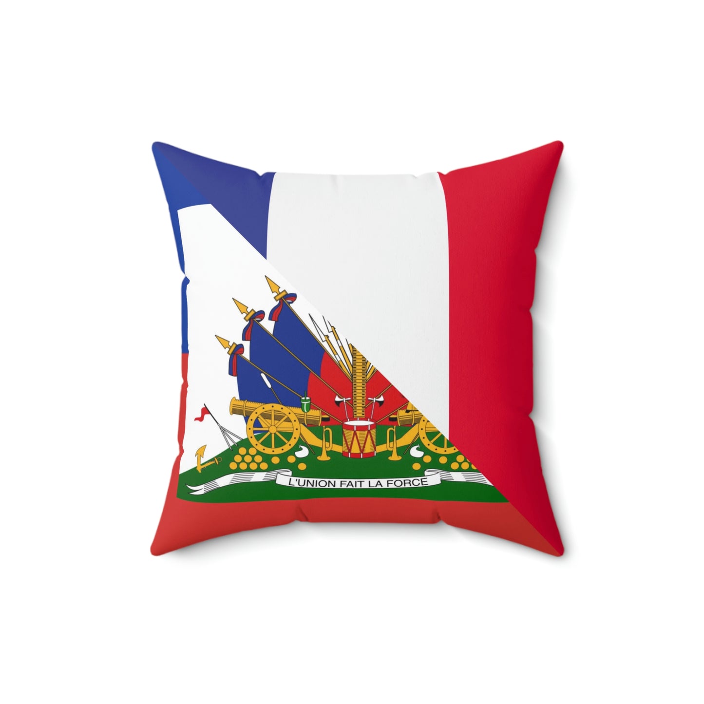 Haitian French Flag Half Haiti France Spun Polyester Square Pillow