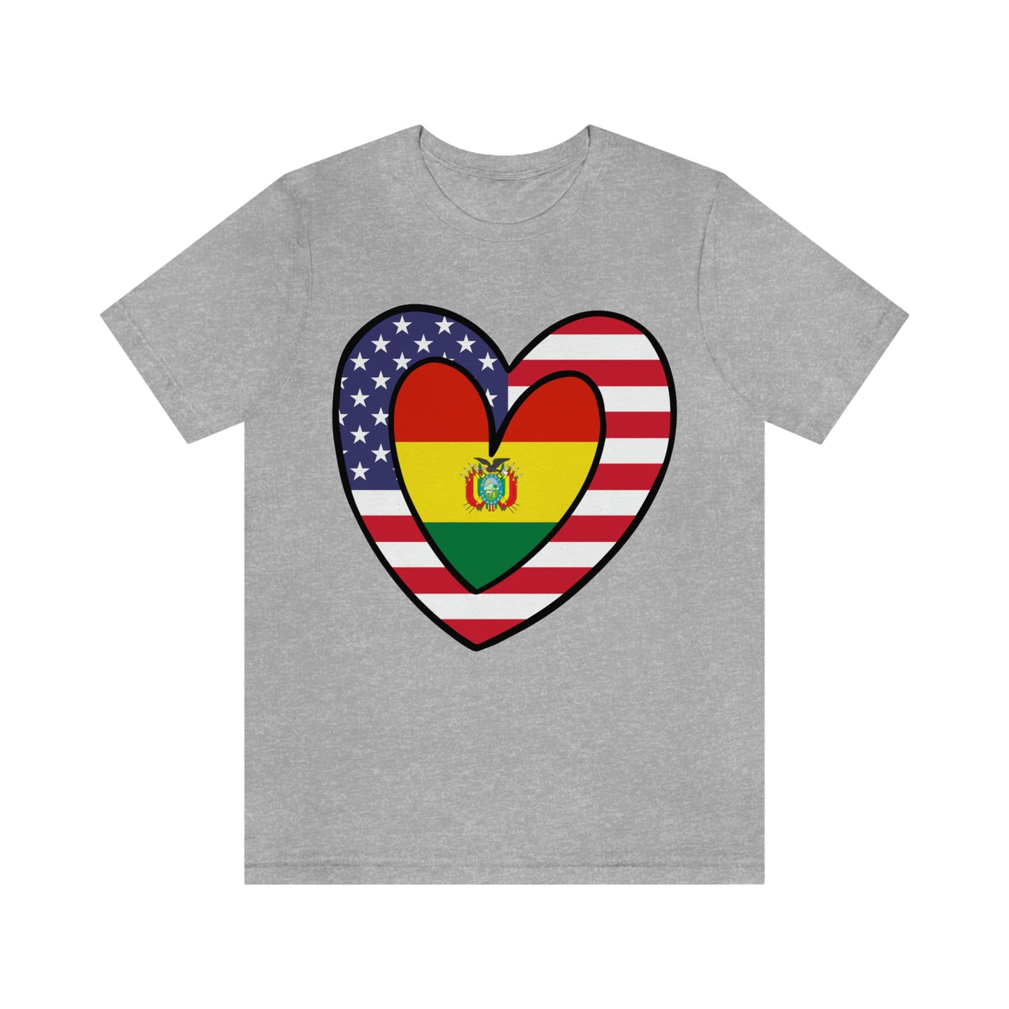 Bolivian American Heart Valentines Day Gift Tee Shirt | Half Bolivia USA Flag T-Shirt