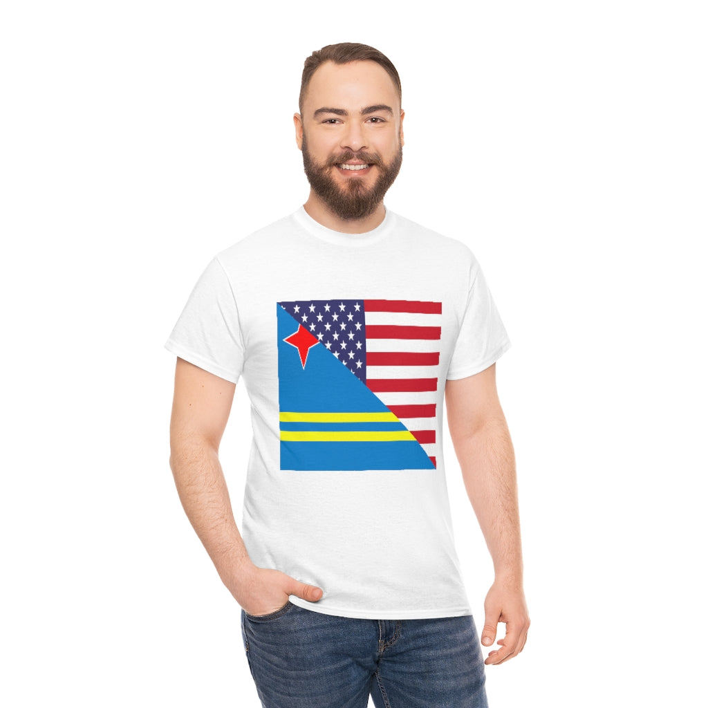 Aruban American Flag Tee Shirt | Aruba USA Tshirt