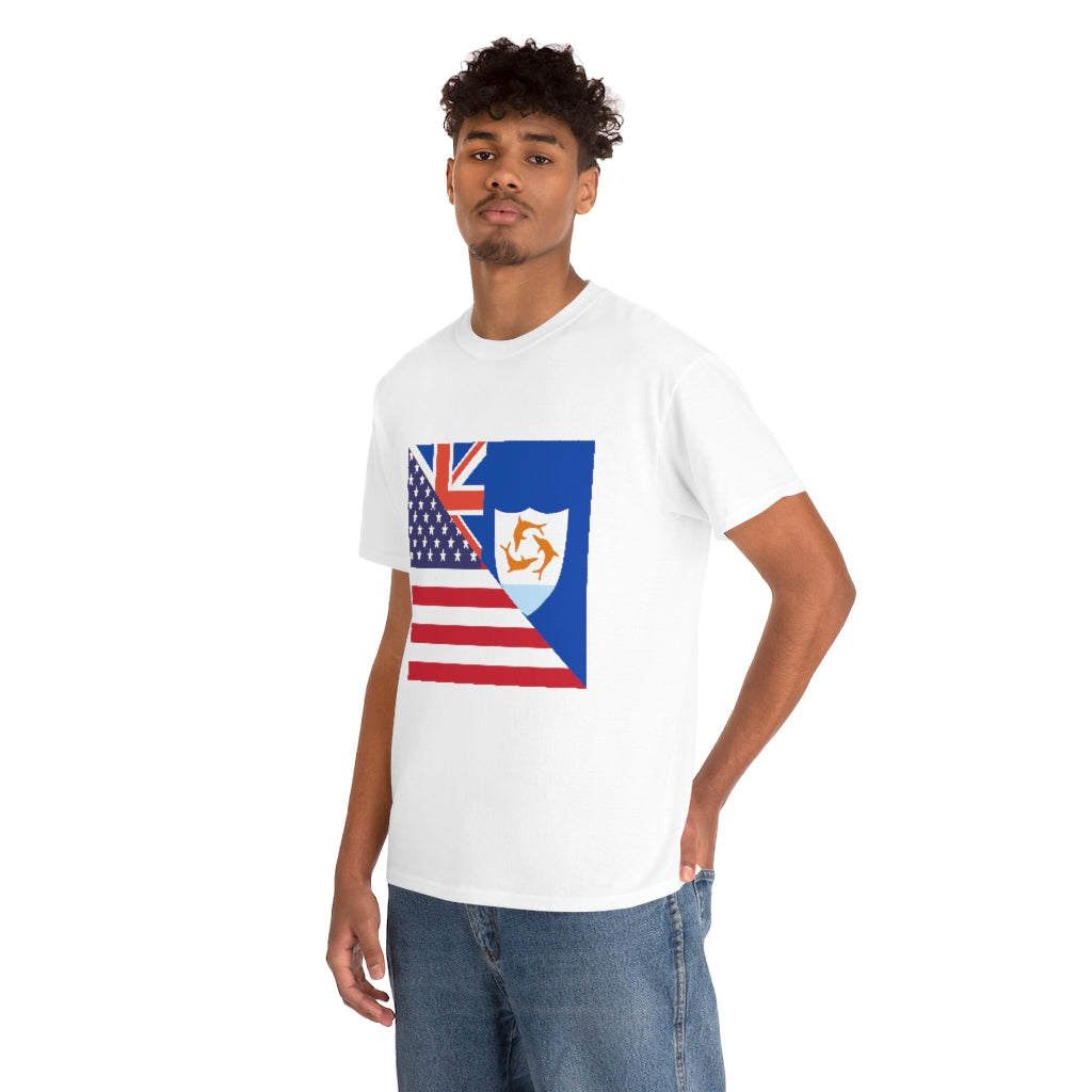 Anguillan American Flag Tee Shirt | Anguilla USA Tshirt