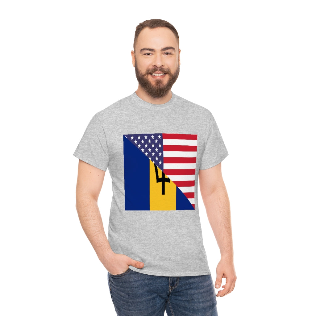 Bajan American Flag Tee Shirt | Barbados USA Tshirt