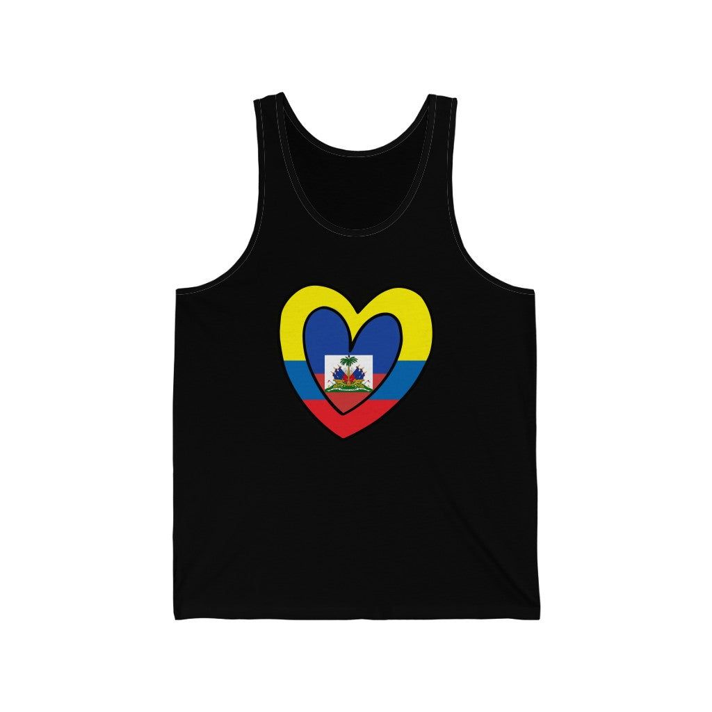 Colombian Haitian Flag Inner Heart Tank Top | Unisex Colombia Haiti