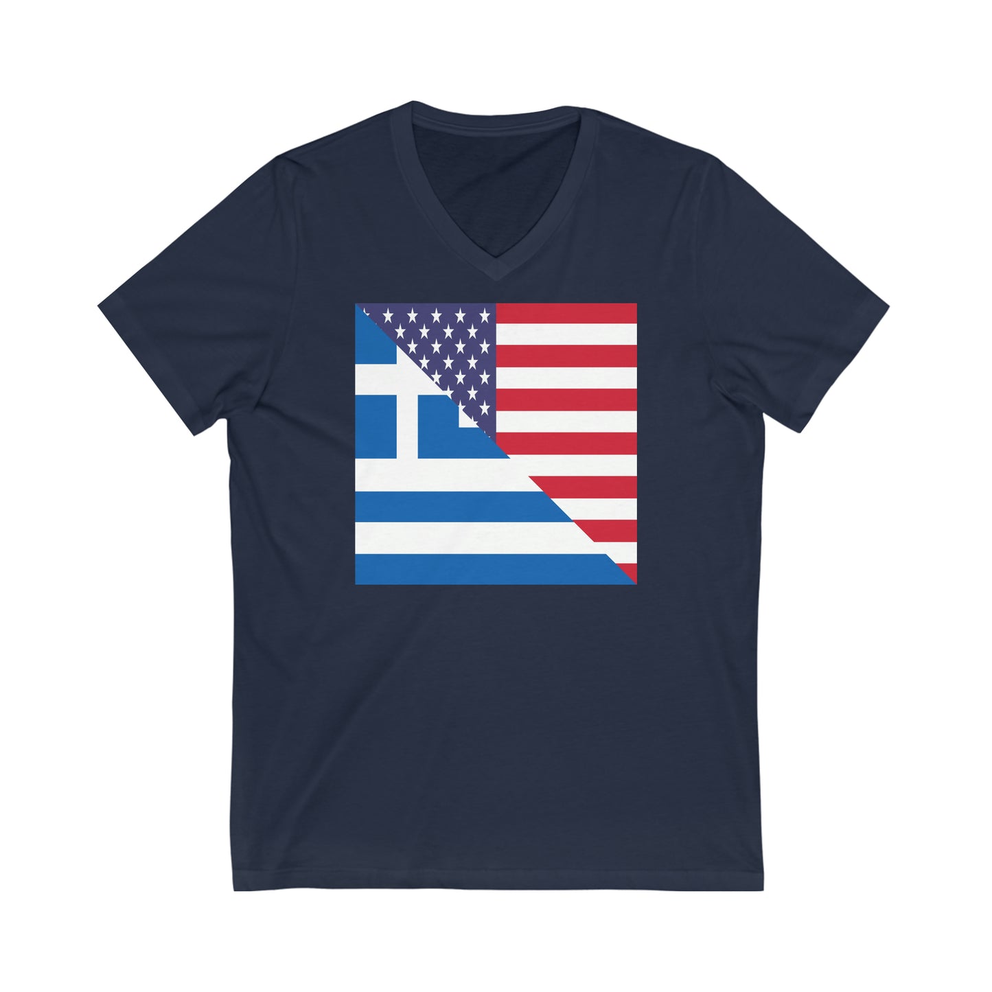 Greece American Flag Greece USA V-Neck T-Shirt | Unisex Vee Shirt