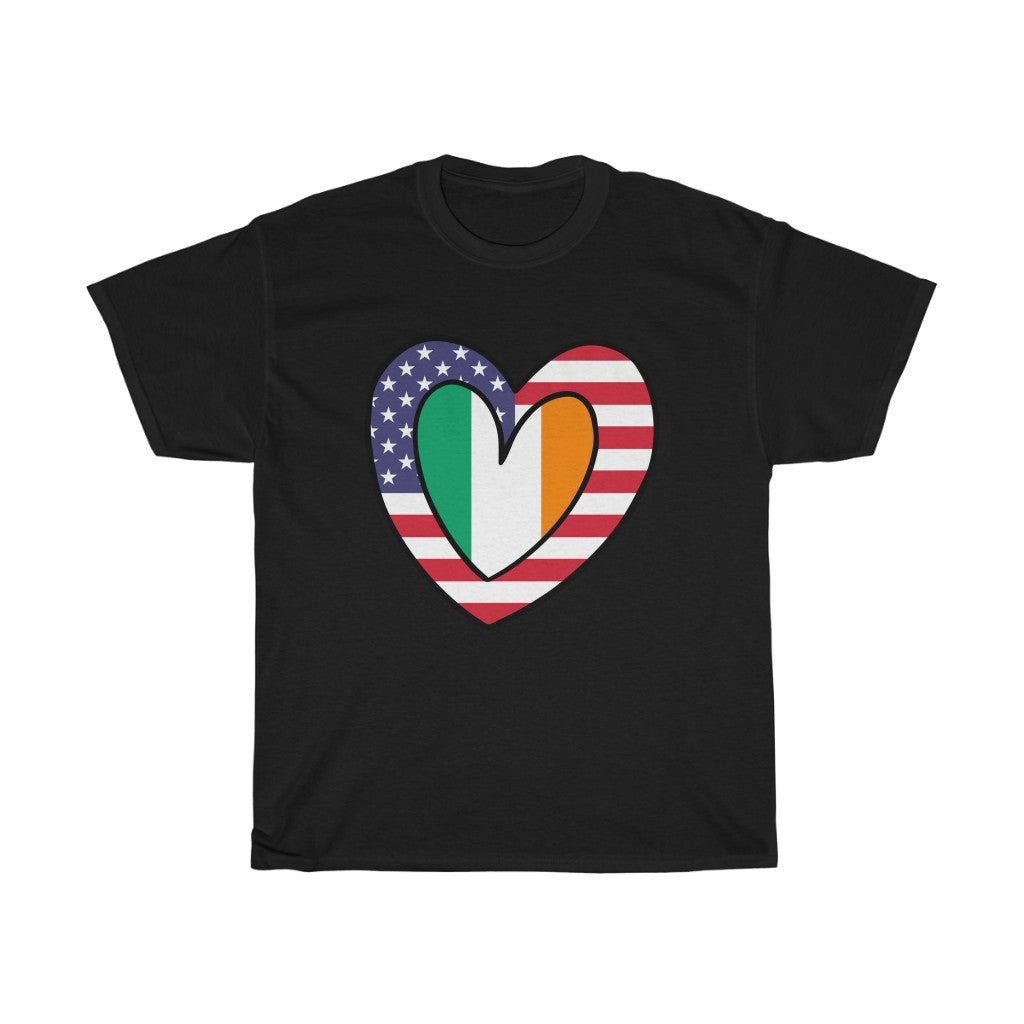 American Irish Flag Inner Heart Tee | Unisex Ireland USA Shirt