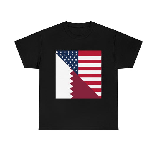 Qatar American Flag Half Qatari USA T-Shirt | Unisex Tee Shirt