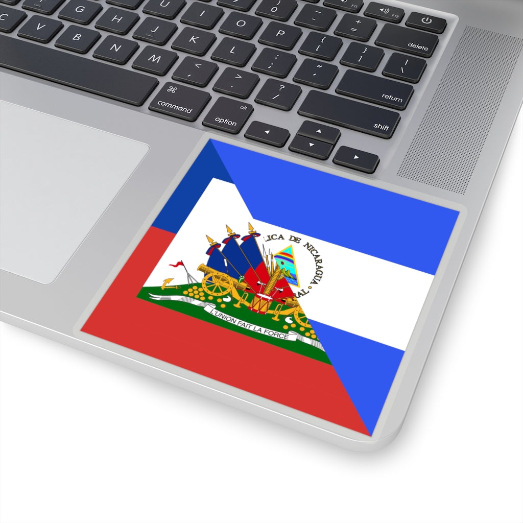 Haiti - Nicaragua Flag Sticker | Half Haitian Nicaraguan Adhesive