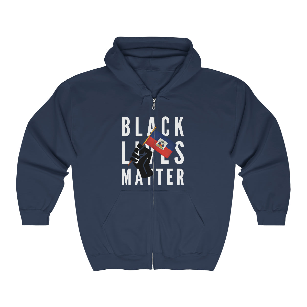 Black Lives Matter Haiti | BLM Haitian Flag Zip Hoodie | Hooded Sweatshirt