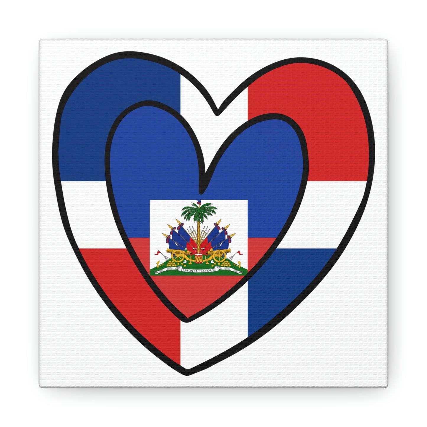 Dominican Haitian Flag Inner Heart DR Republic Haiti  Canvas Gallery Wraps | Wall Art