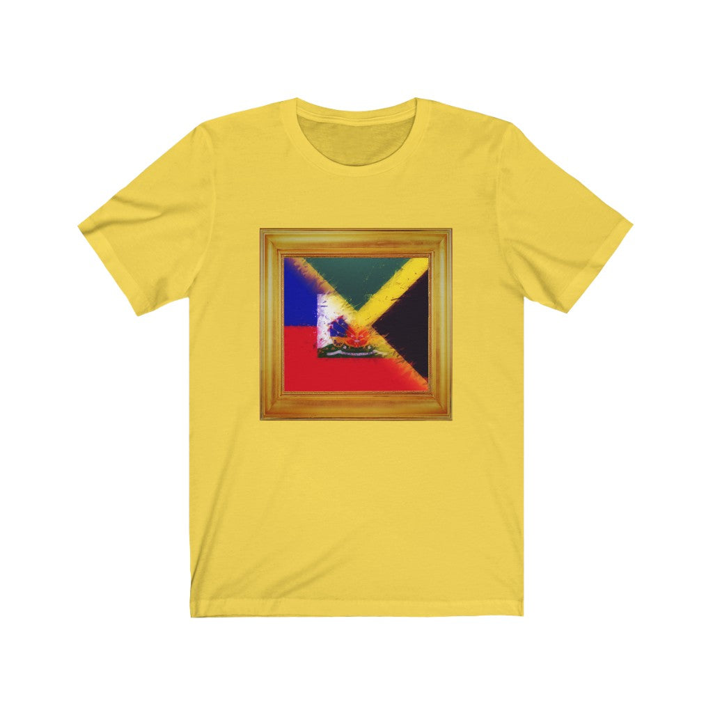 Haitian-Jamaican Flag Painting Tee | Haiti Jamaica Shirt