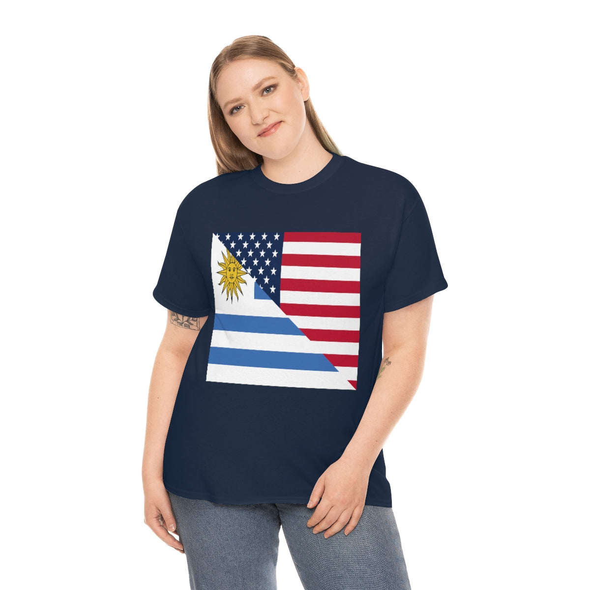 Uruguay American Flag Half Uruguayan USA T-Shirt | Unisex Tee Shirt