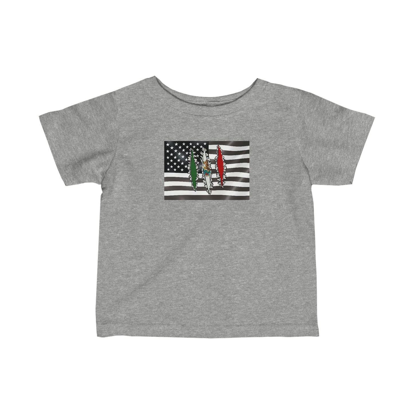 Infant Mexican Flag Underneathe | Half US Mexican Toddler Tee Shirt