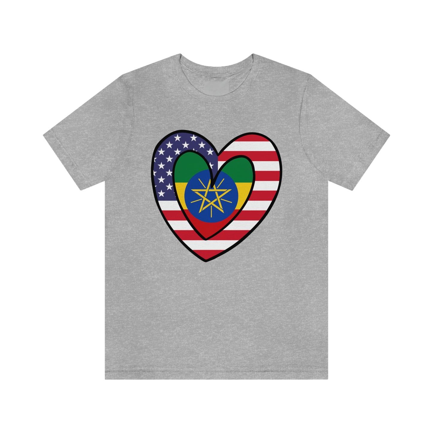 Ethiopian American Heart Valentines Day Gift Tee Shirt | Ethiopia USA Flag Wedding T-Shirt