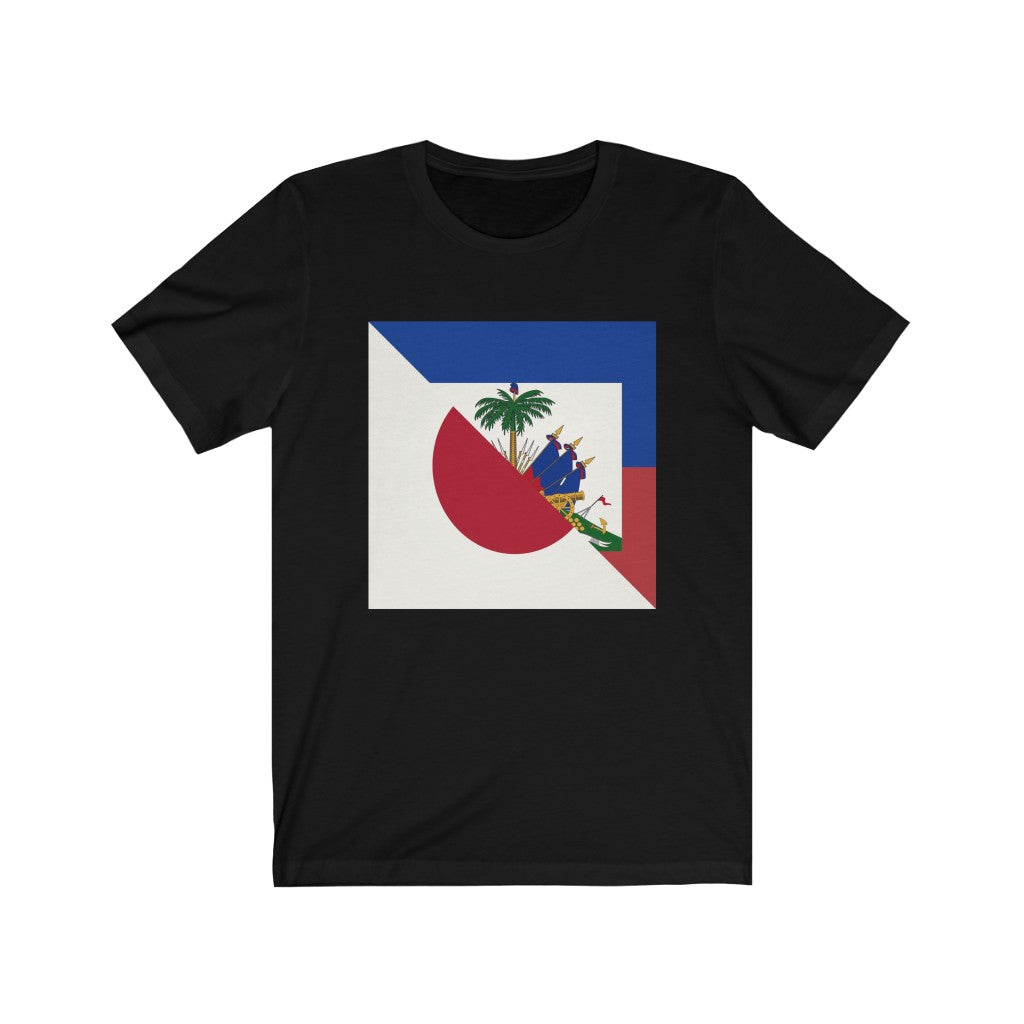 Half Haitian-Japanese Flag T-Shirt | Haiti Japan Men Women Clothing