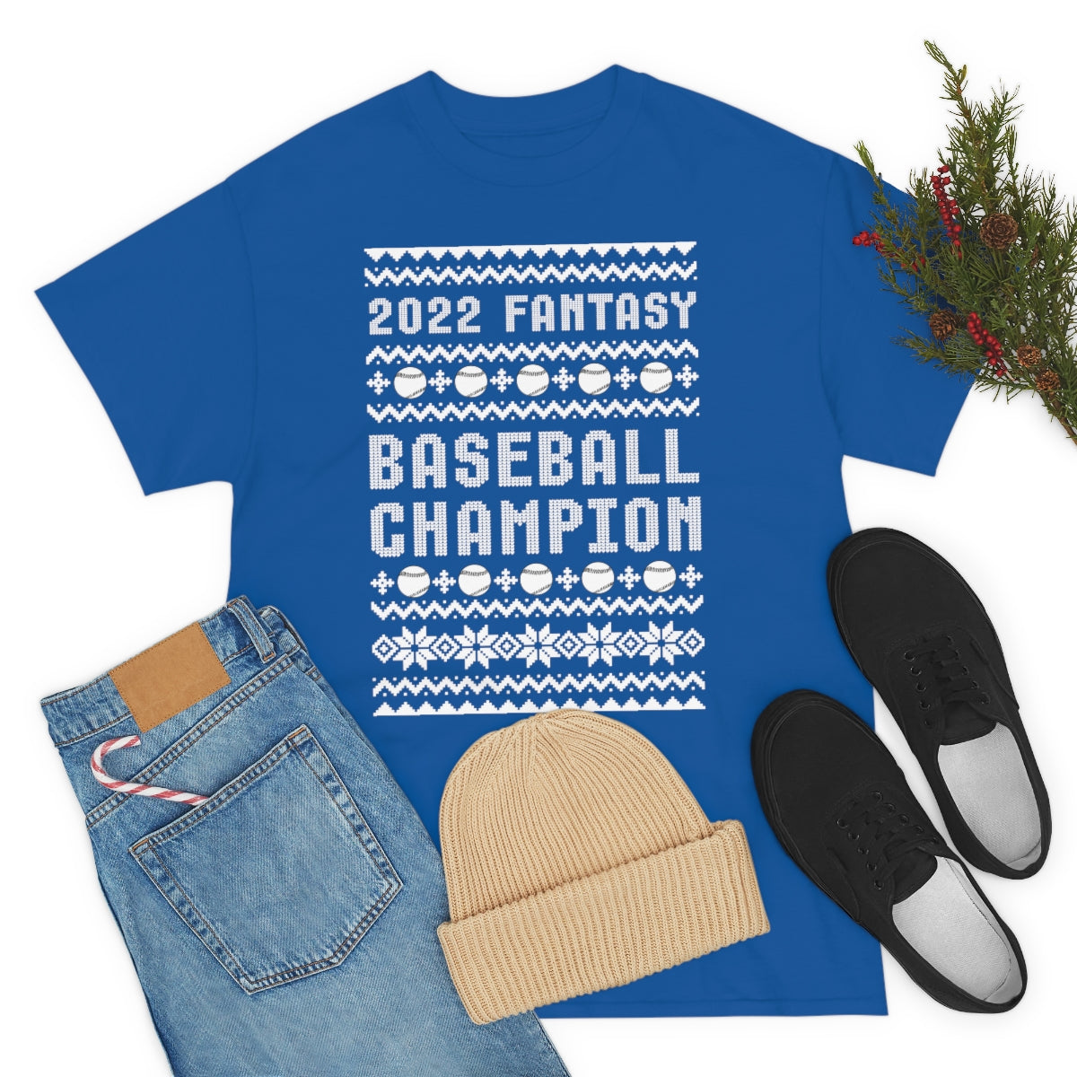 Fantasy Baseball Champion 2022 Ugly Christmas Tee Shirt | Unisex Champ T-Shirt