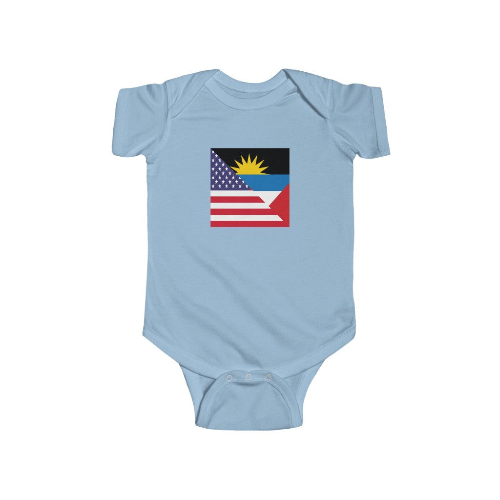 Antigua and Barbuda American Flag Baby Bodysuit | Antiguan USA Newborn