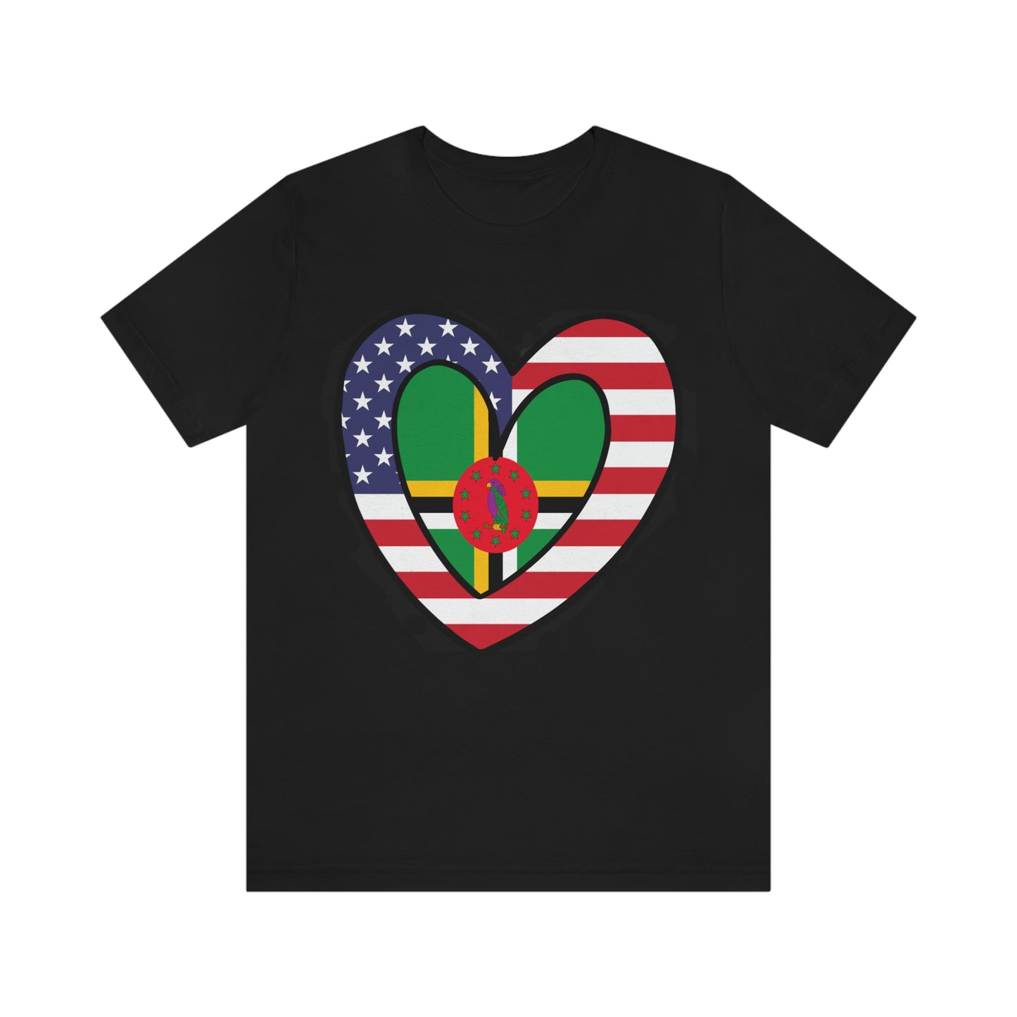 Dominican American Heart Valentines Day Gift Tee Shirt | Half Dominica USA Flag T-Shirt