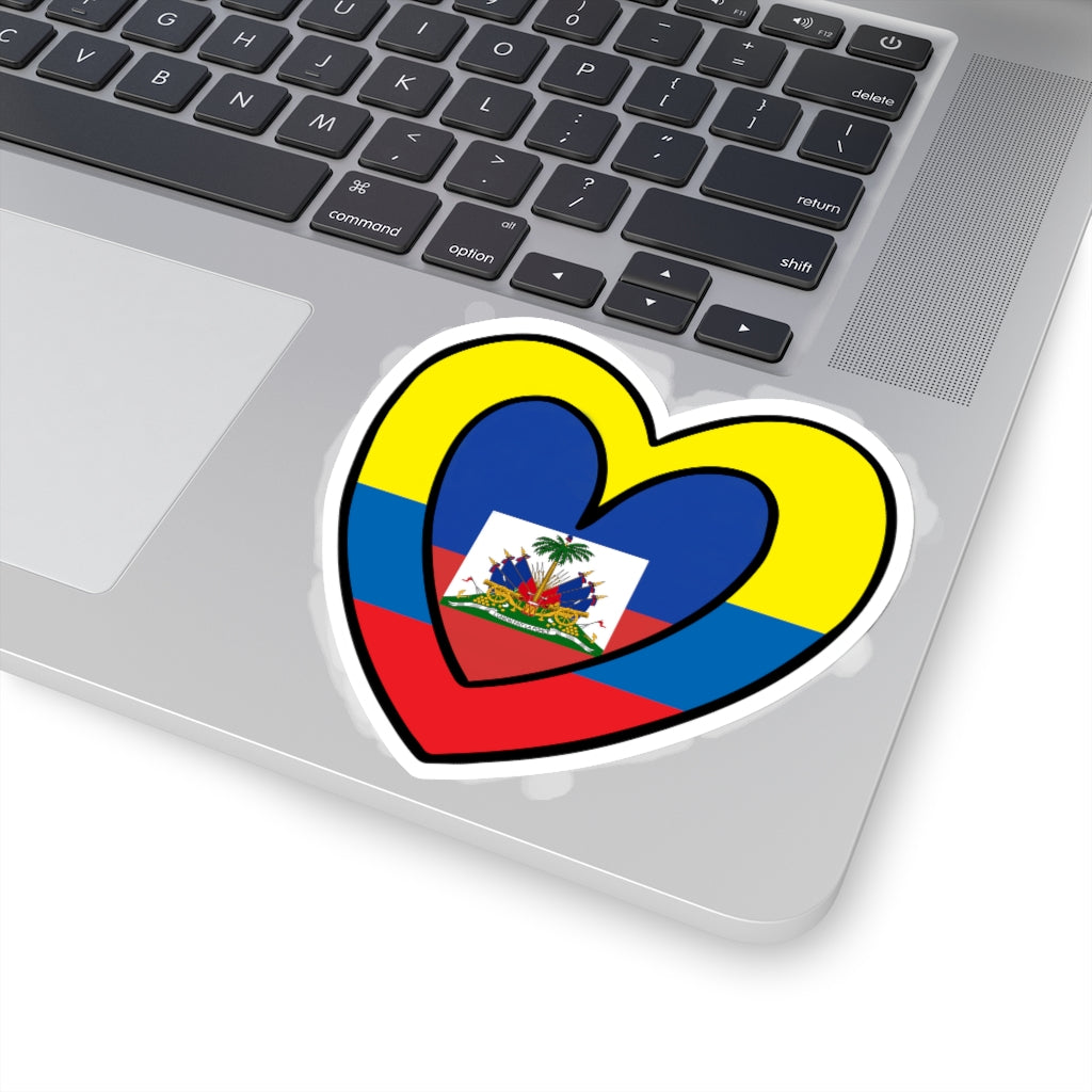 Colombian Haitian Flag Inner Heart Sticker | Colombia Haiti Accessory