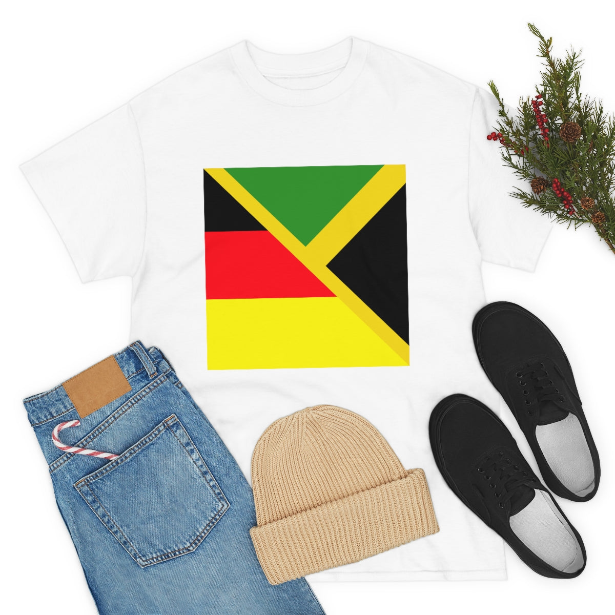 Jamaican German Flag Tee Shirt | Unisex Jamaica Germany USA Tshirt