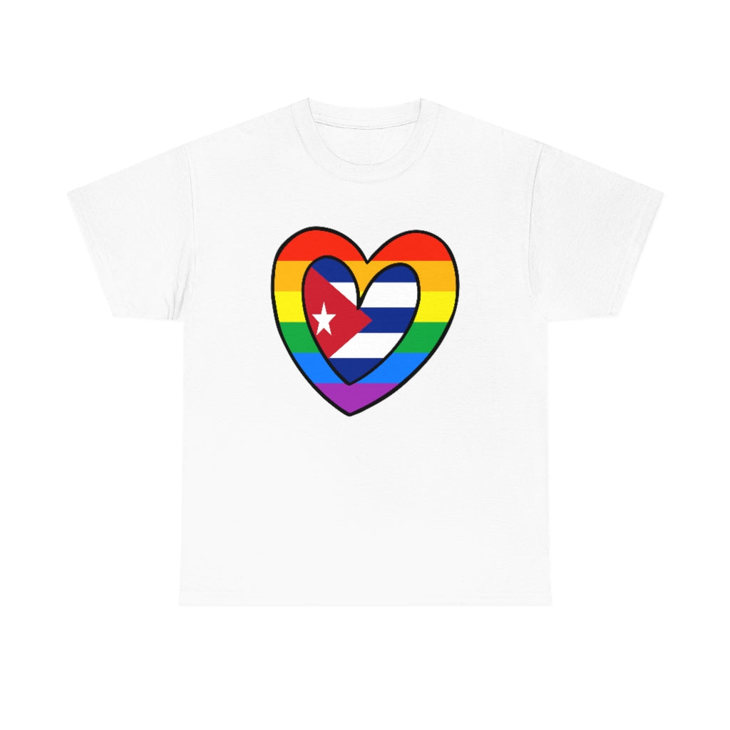 Cuban Rainbow Flag Heart T-Shirt | Unisex Cuba Cubano Pride Month Tee