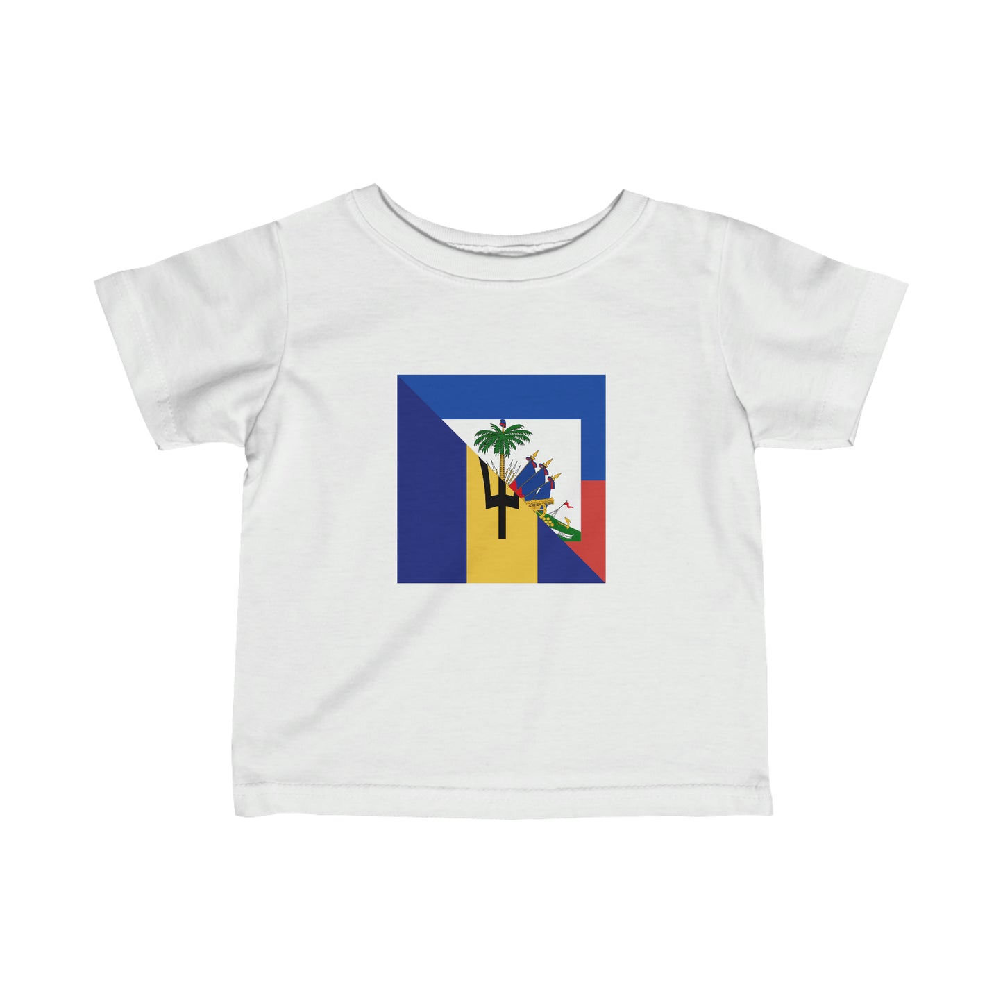 Infant Haitian Bajan Flag Half Haiti Barbados Toddler Tee Shirt