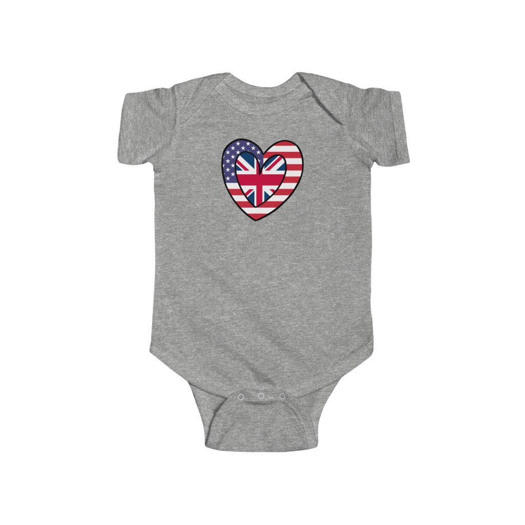 Baby American UK Flag Inner Heart Bodysuit | Unisex United Kingdom