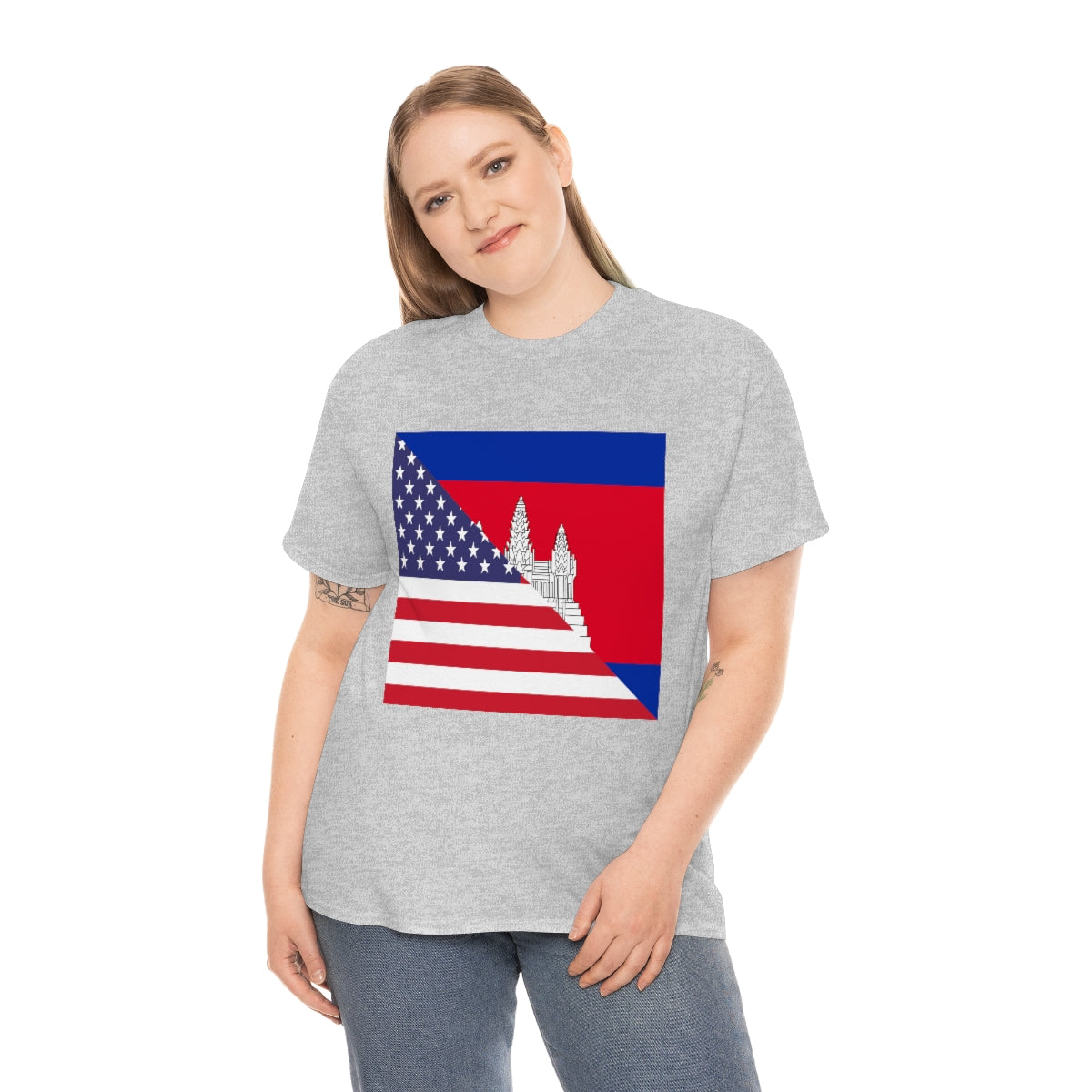 Cambodian American Flag Half Cambodia USA T-Shirt | Unisex Tee Shirt