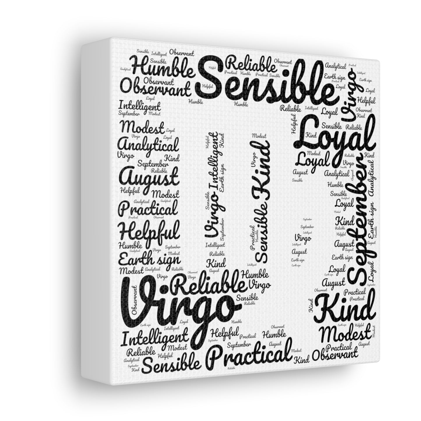 Virgo Zodiac Astrology Sign Traits Black Canvas Gallery Wraps | Wall Art