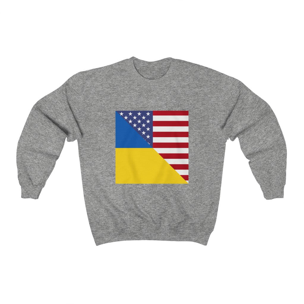 Ukrainian-American Flag Crewneck Sweatshirt | Ukraine USA