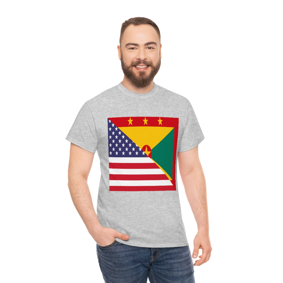 Grenadan American Flag Half Grenada USA T-Shirt | Unisex Tee Shirt