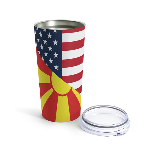 North Macedonia American Flag Half Macedonian USA Tumbler 20oz