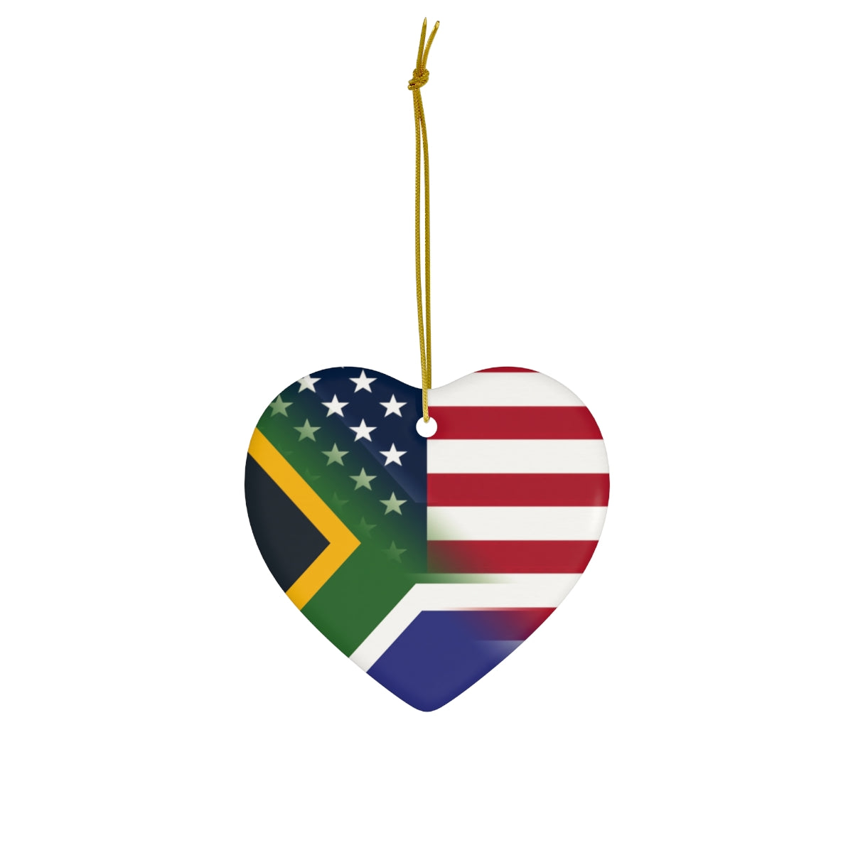 South African American Flag Ceramic Ornaments | South Africa USA Holiday Christmas Tree
