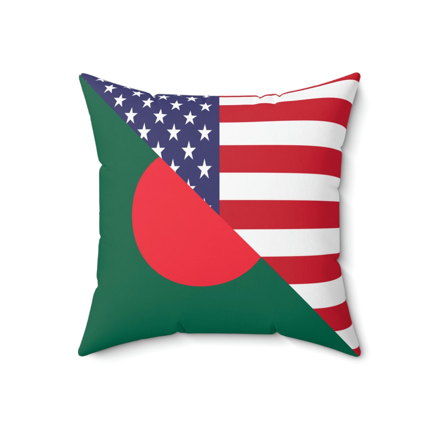 Bangladesh American Flag Half USA Spun Polyester Square Pillow