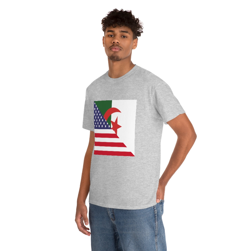 Algerian American Flag Tee Shirt | Algeria USA Tshirt