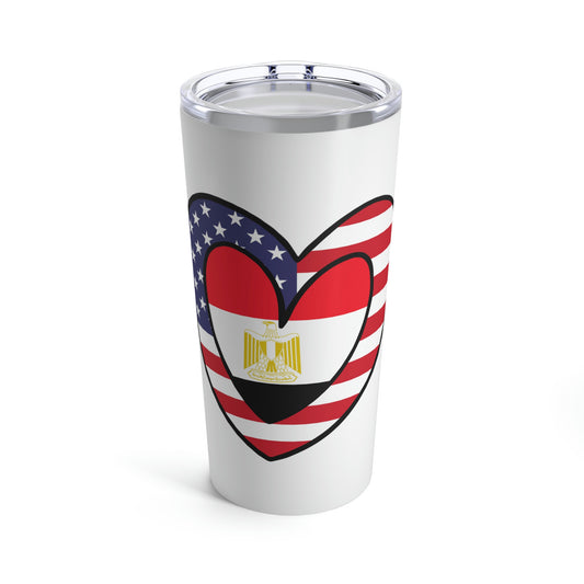 American Egyptian Flag Heart Valentines Day Gift USA Egypt Tumbler 20oz