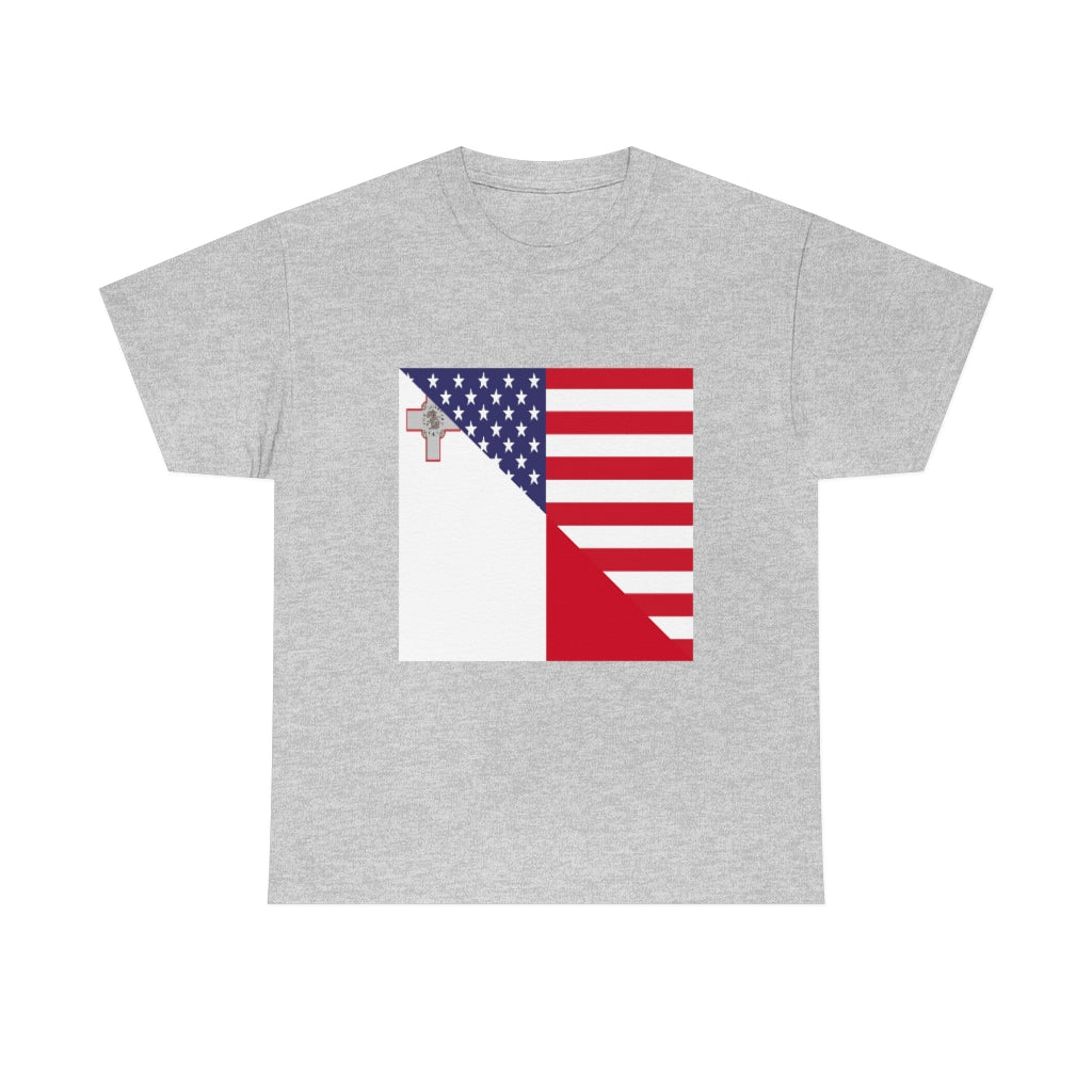 Maltese American Flag Unisex Tee Shirt | Malta Tshirt