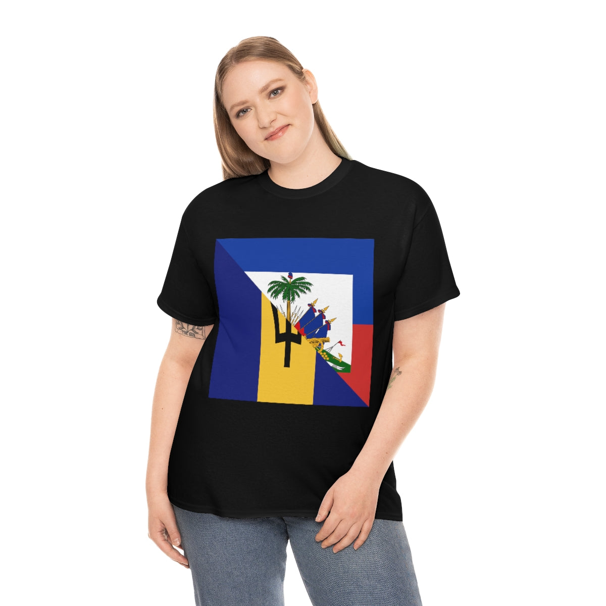 Haitian Bajan Flag Half Haiti Barbados T-Shirt | Unisex Tee Shirt