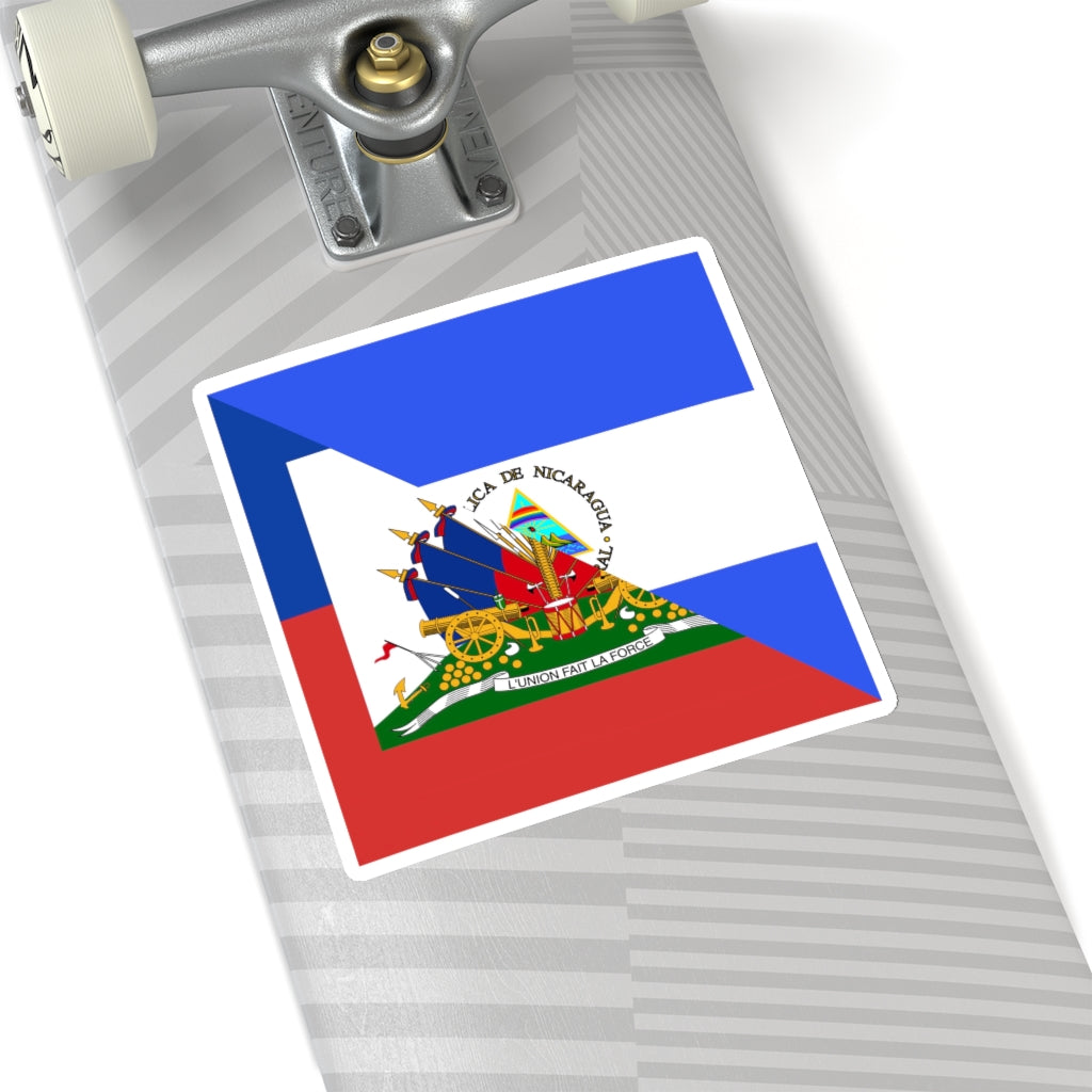 Haiti - Nicaragua Flag Sticker | Half Haitian Nicaraguan Adhesive