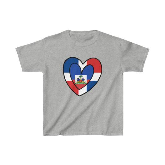 Kids Dominican Haitian Flag Inner Heart DR Republic Haiti  T-Shirt | Unisex Tee Shirt