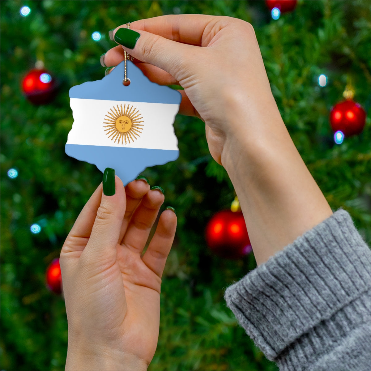 Argentina Flag Ceramic Ornaments | Argentinian Christmas Tree