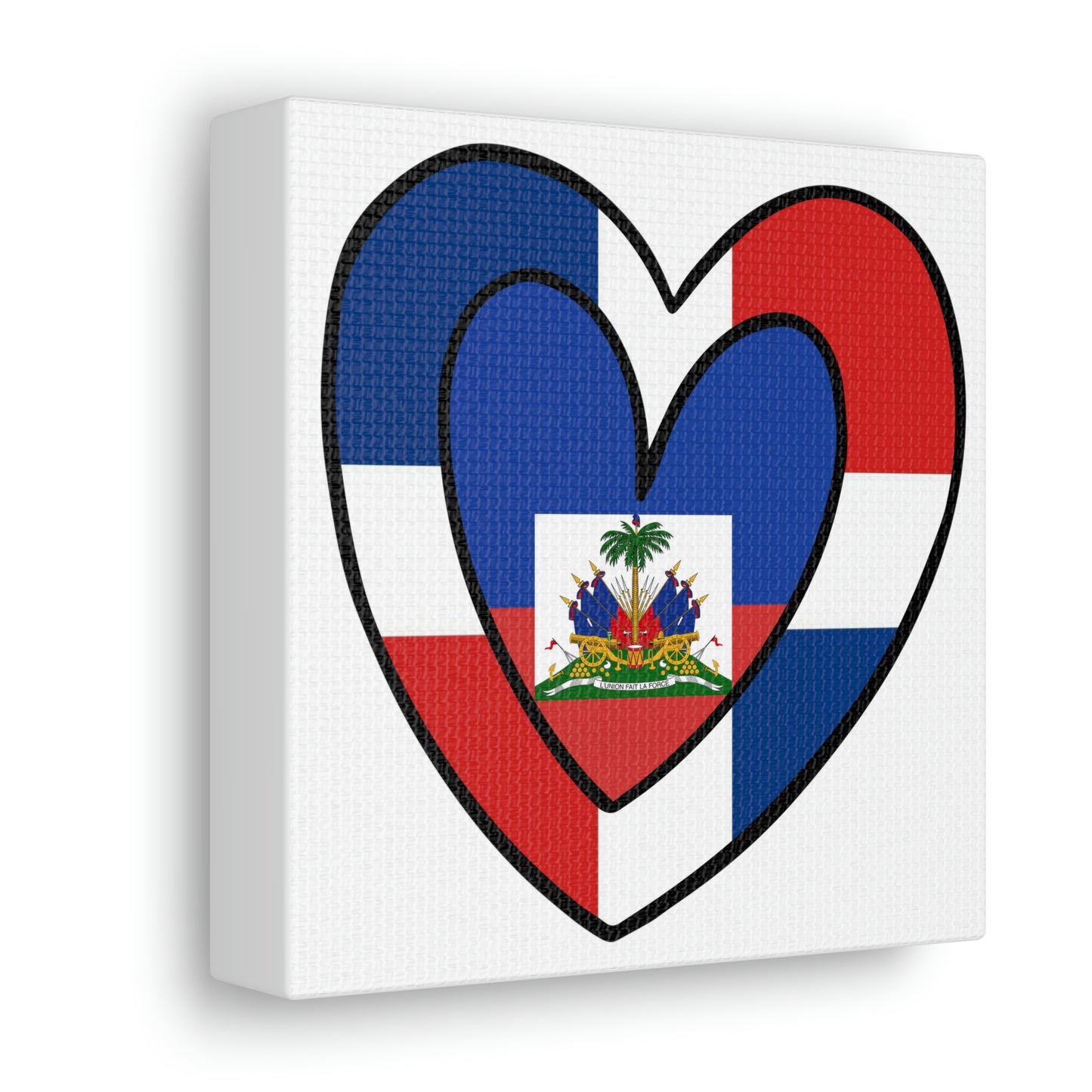 Dominican Haitian Flag Inner Heart DR Republic Haiti  Canvas Gallery Wraps | Wall Art