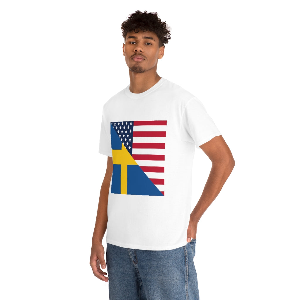 Swedish American Flag Tee Shirt | Unisex Sweden USA Tshirt