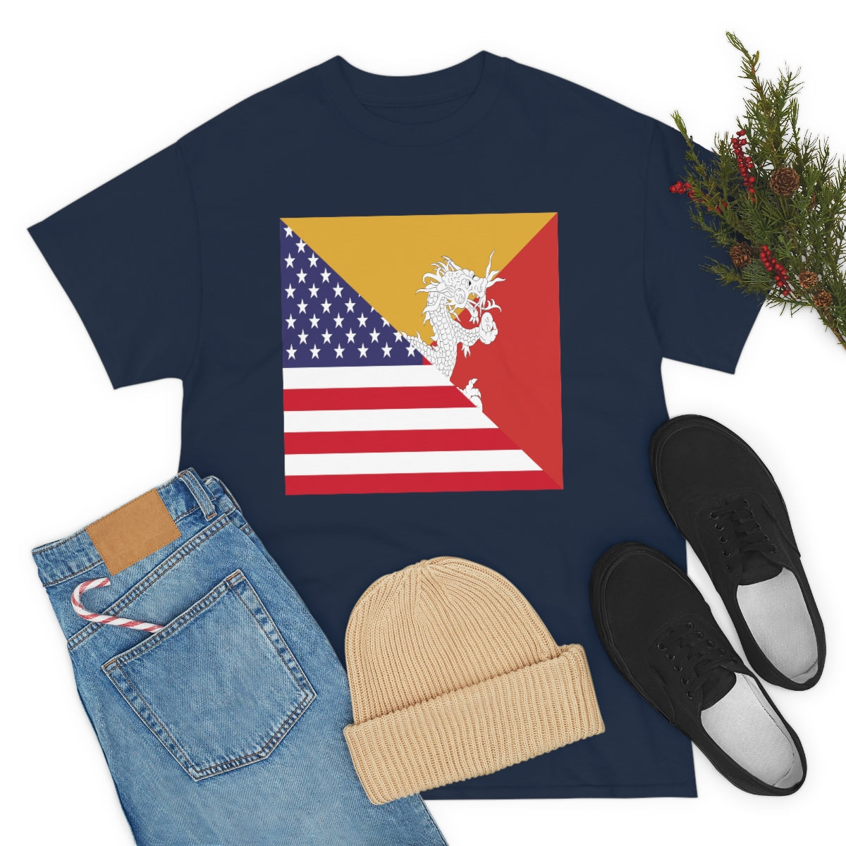 Bhutan American Flag Half Bhutanese USA T-Shirt | Unisex Tee Shirt