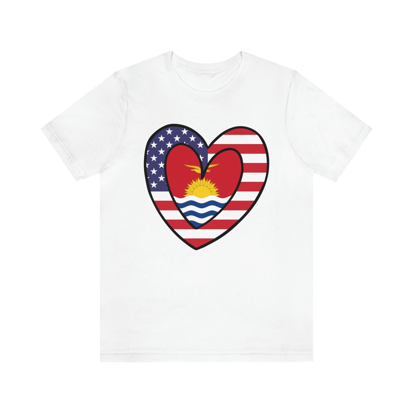 Kiribati American Heart Valentines Day Gift Tee Shirt | Gilbertese USA Flag Wedding T-Shirt