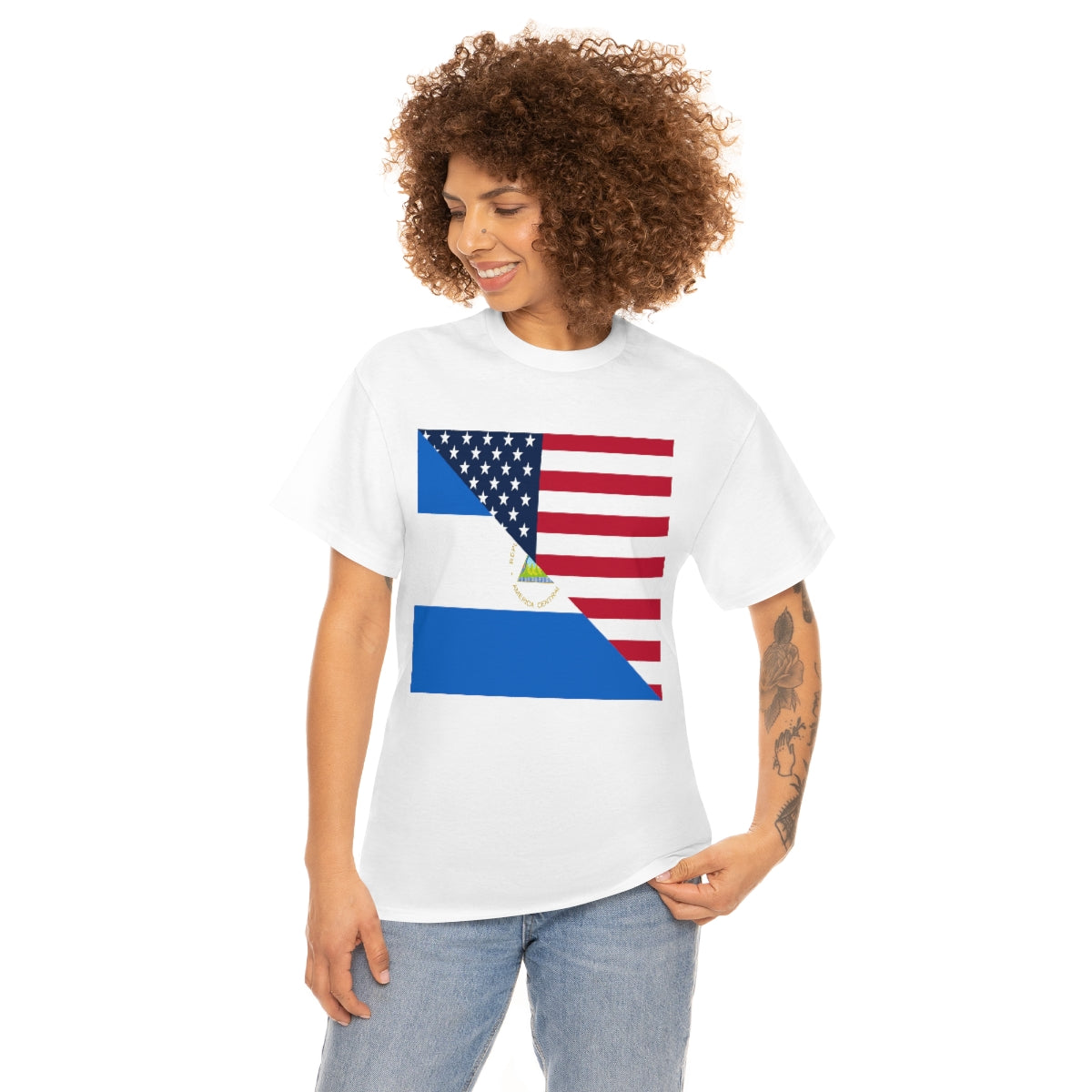 Nicaraguan American Flag Half Nicaragua USA T-Shirt | Unisex Tee Shirt