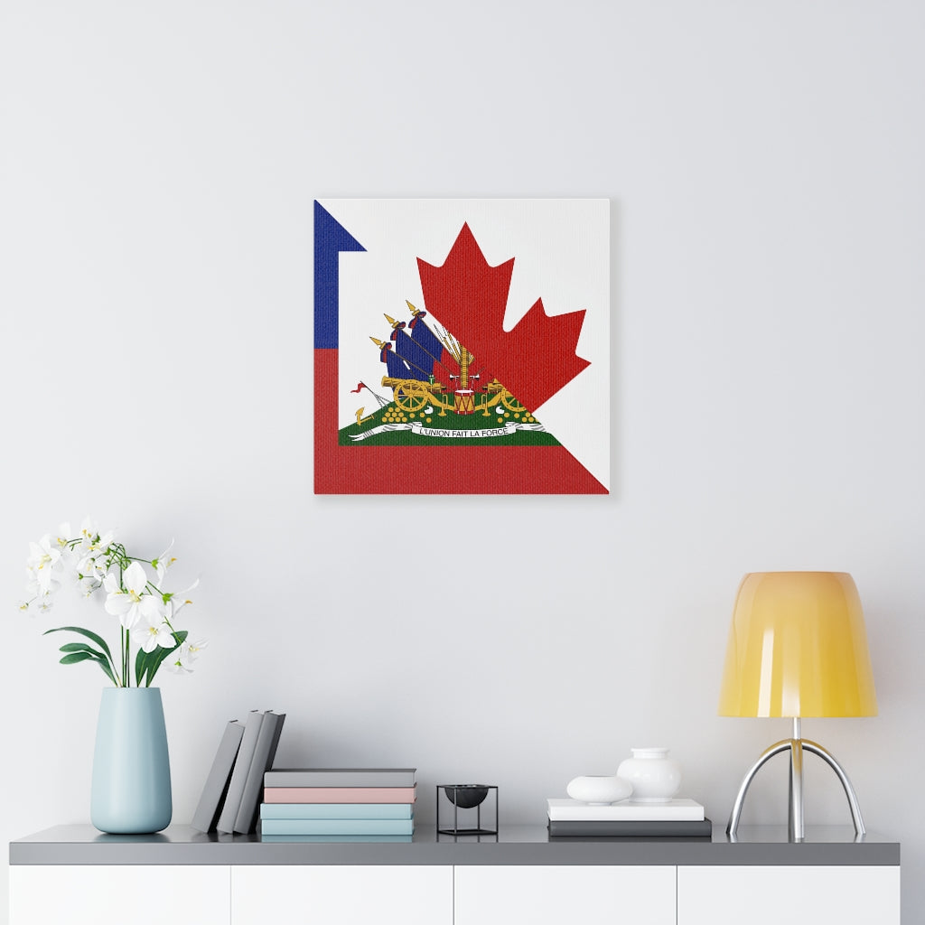 Haitian Canadian Flag Canvas Gallery Wraps | Haiti Canada