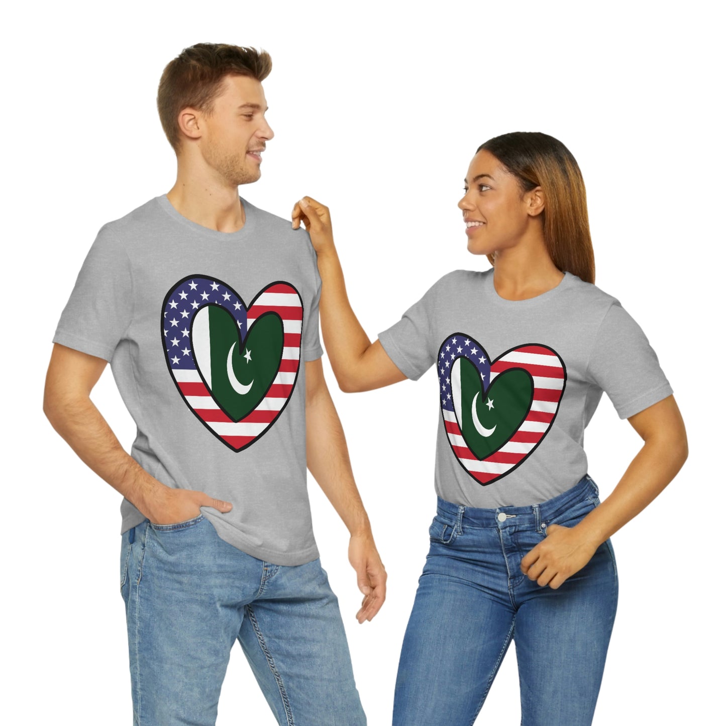 Pakistani American Heart Valentines Day Gift Tee Shirt | Half Pakistani USA Flag T-Shirt