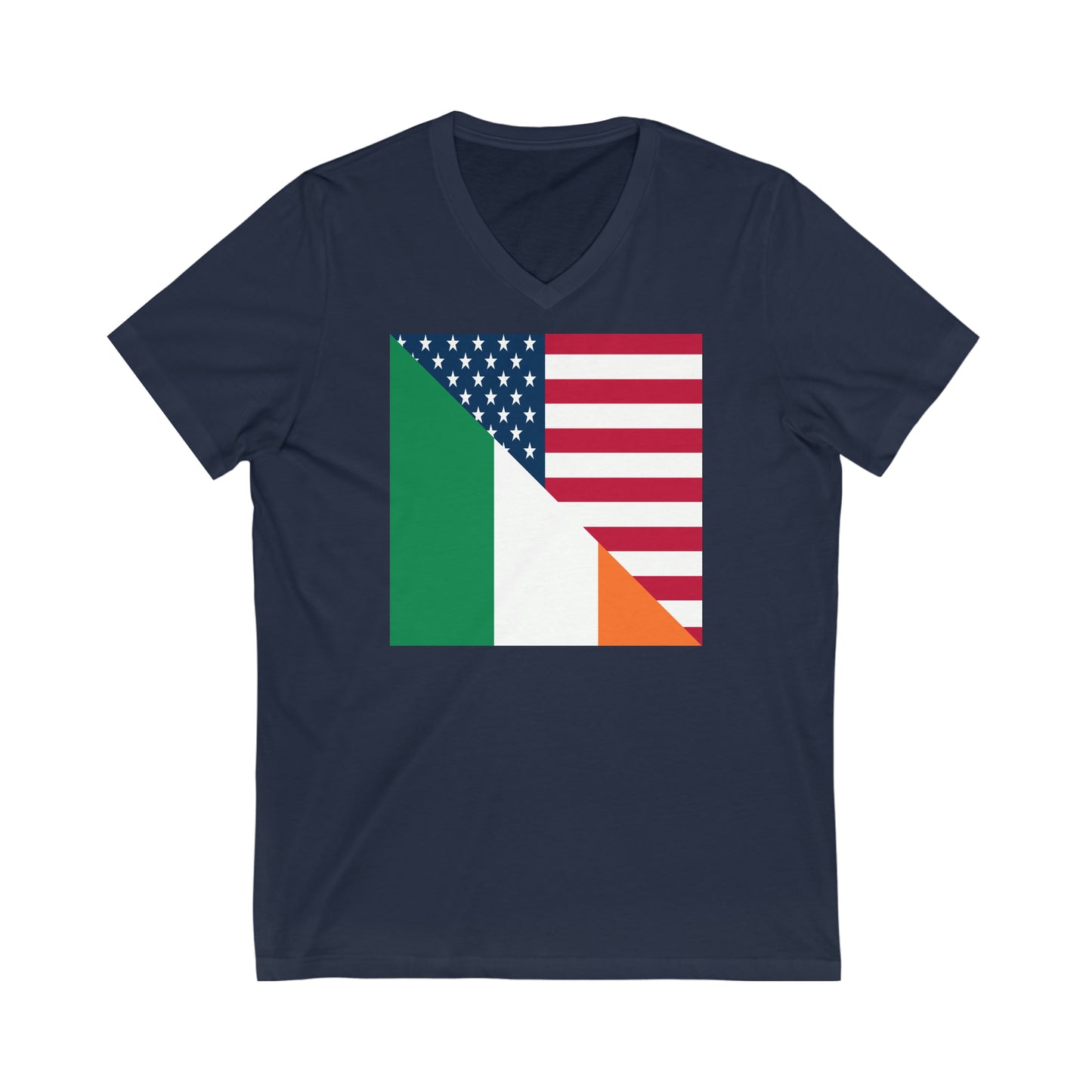 Irish American Flag Half Ireland USA V-Neck T-Shirt | Unisex Vee Shirt